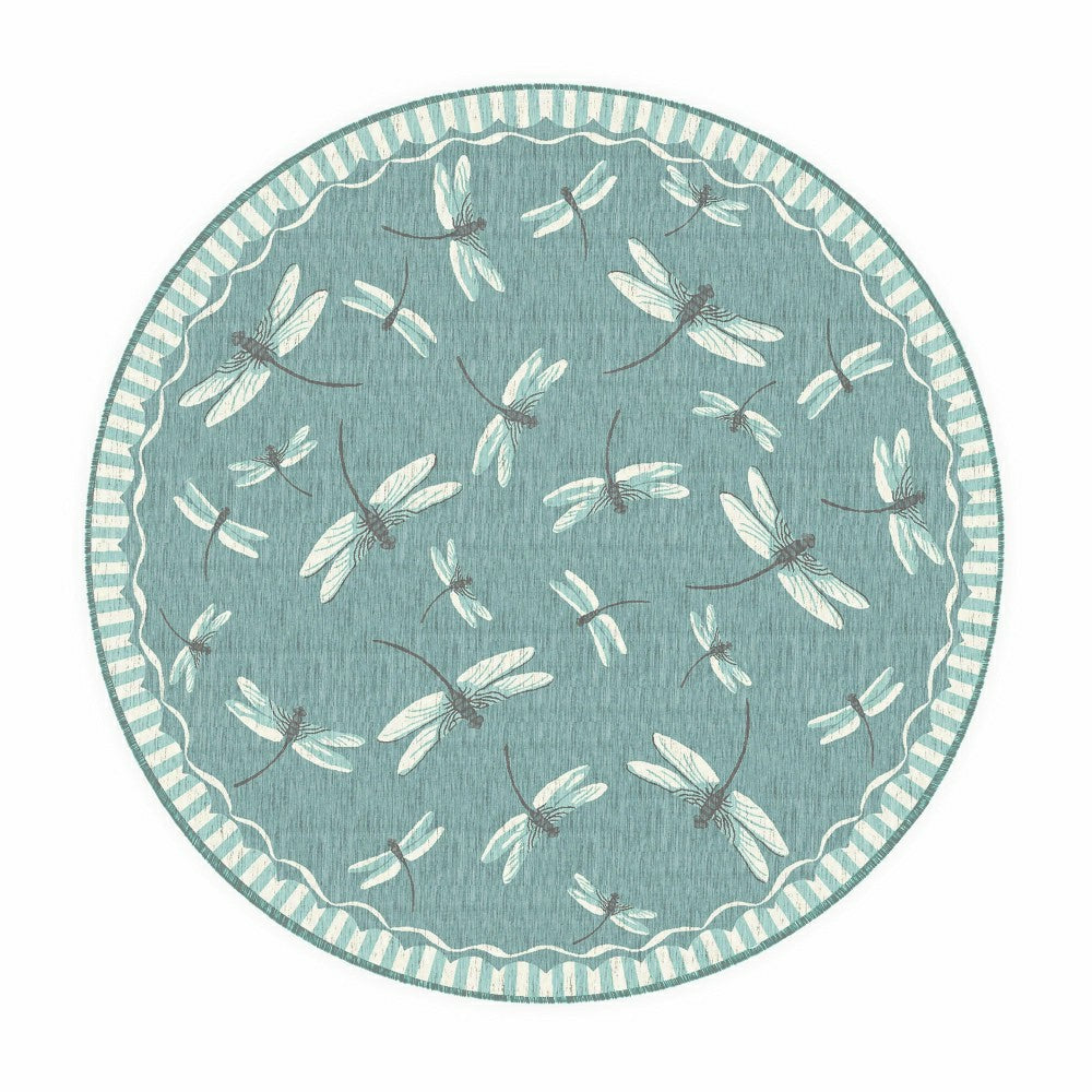 Plow & Hearth Indoor/Outdoor Dragonfly Rug, 7'10" Round
