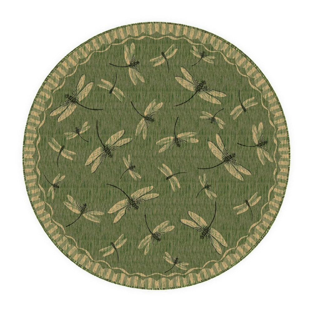 Plow & Hearth Indoor/Outdoor Dragonfly Rug, 7'10" Round
