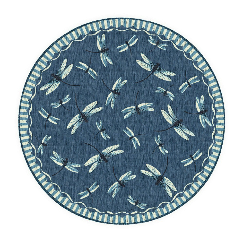 Plow & Hearth Indoor/Outdoor Dragonfly Rug, 7'10" Round