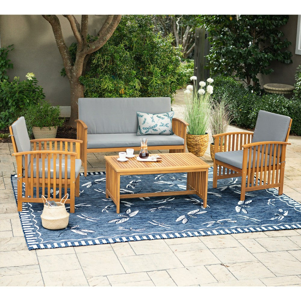 Plow & Hearth Indoor/Outdoor Dragonfly Rug, 7'10" x 9'10"