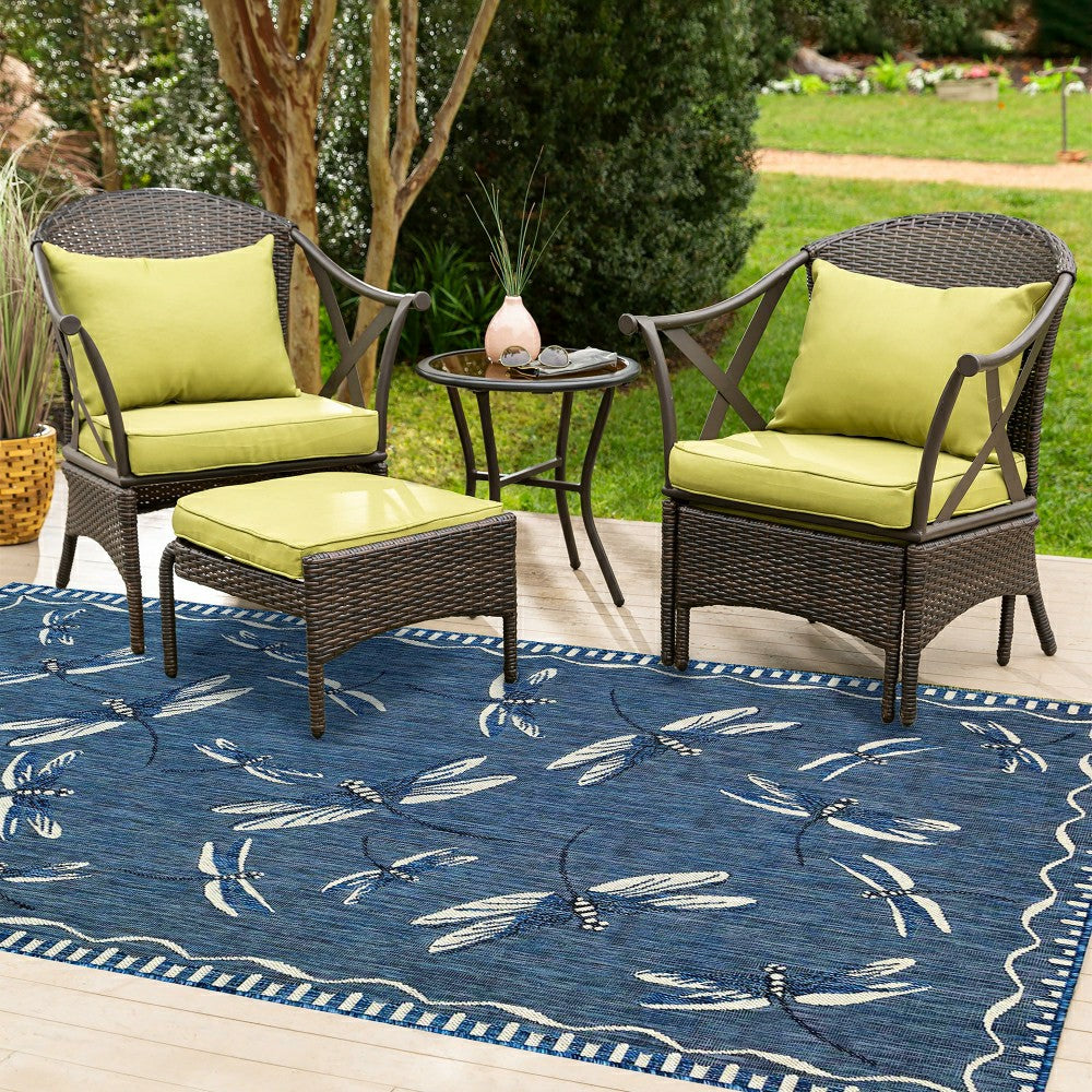 Plow & Hearth Indoor/Outdoor Dragonfly Rug, 4'10" x 7'6"