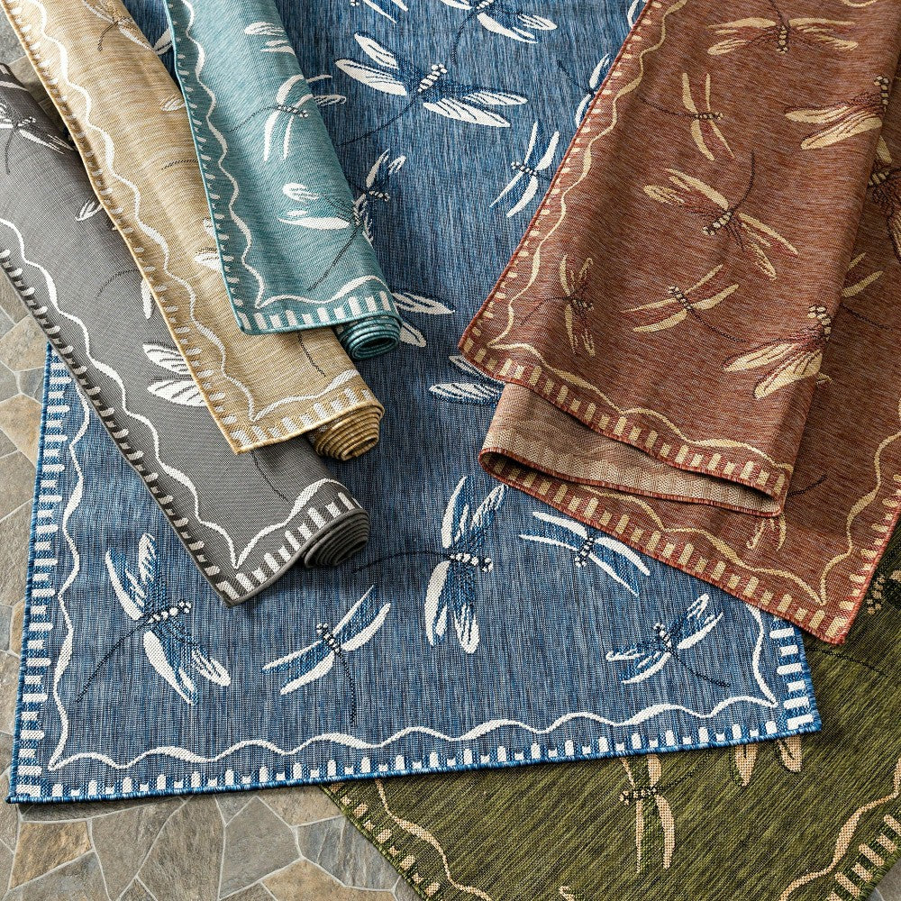 Plow & Hearth Indoor/Outdoor Dragonfly Rug, 4'10" x 7'6"