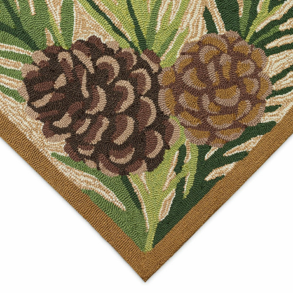 Plow & Hearth Indoor/Outdoor Forest Lake Border Rug, 5' x 7'6"