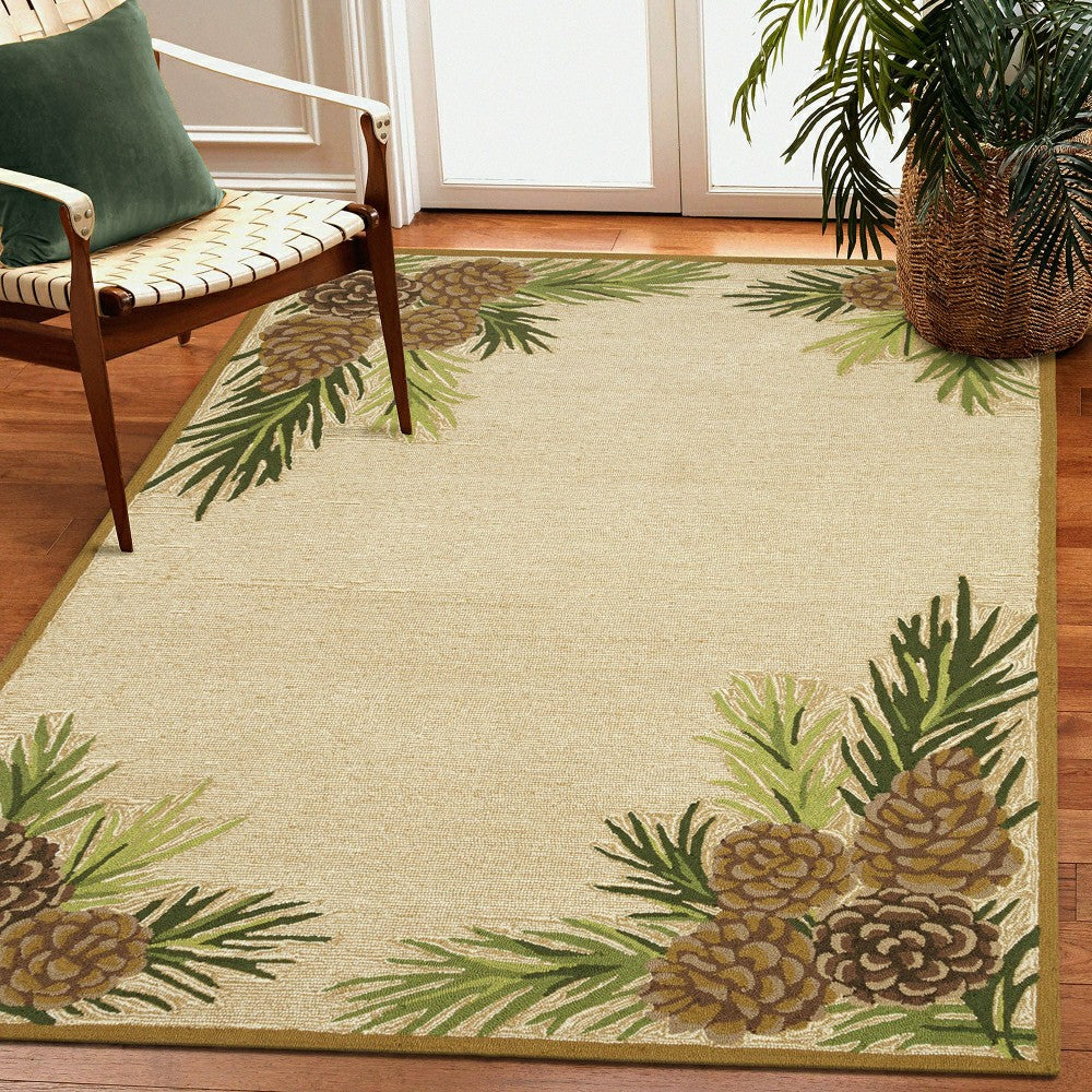 Plow & Hearth Indoor/Outdoor Forest Lake Border Rug, 42" x 66"
