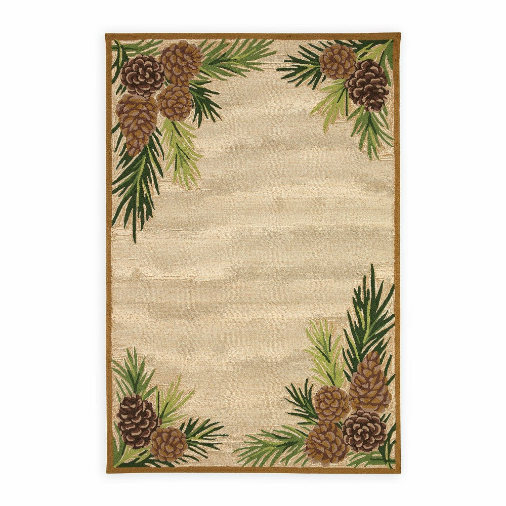 Plow & Hearth Indoor/Outdoor Forest Lake Border Rug, 42" x 66"