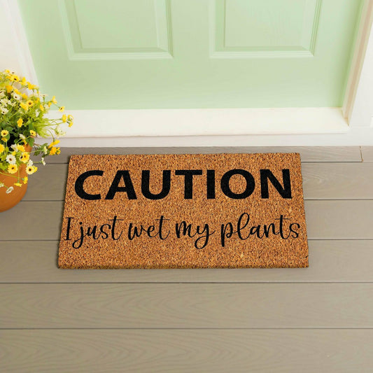 Plow & Hearth Caution I just wet my plants Coir Mat