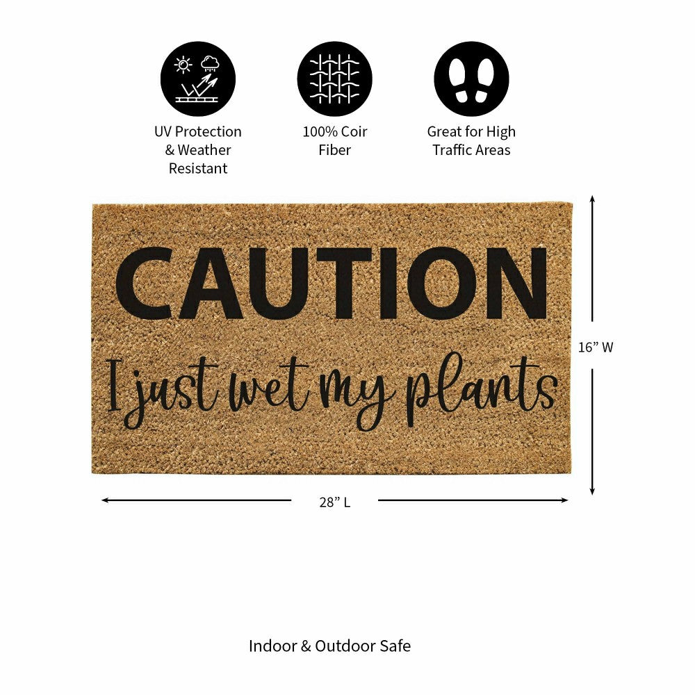 Plow & Hearth Caution I just wet my plants Coir Mat