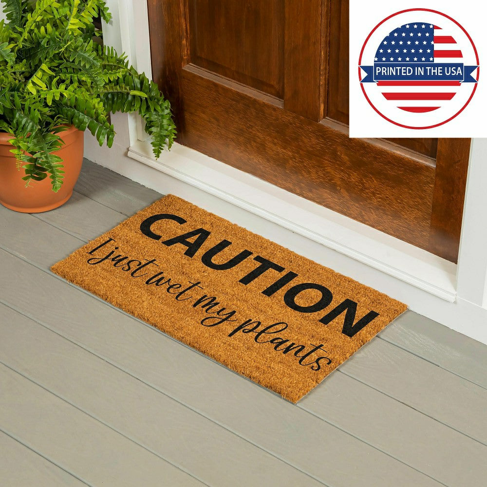 Plow & Hearth Caution I just wet my plants Coir Mat