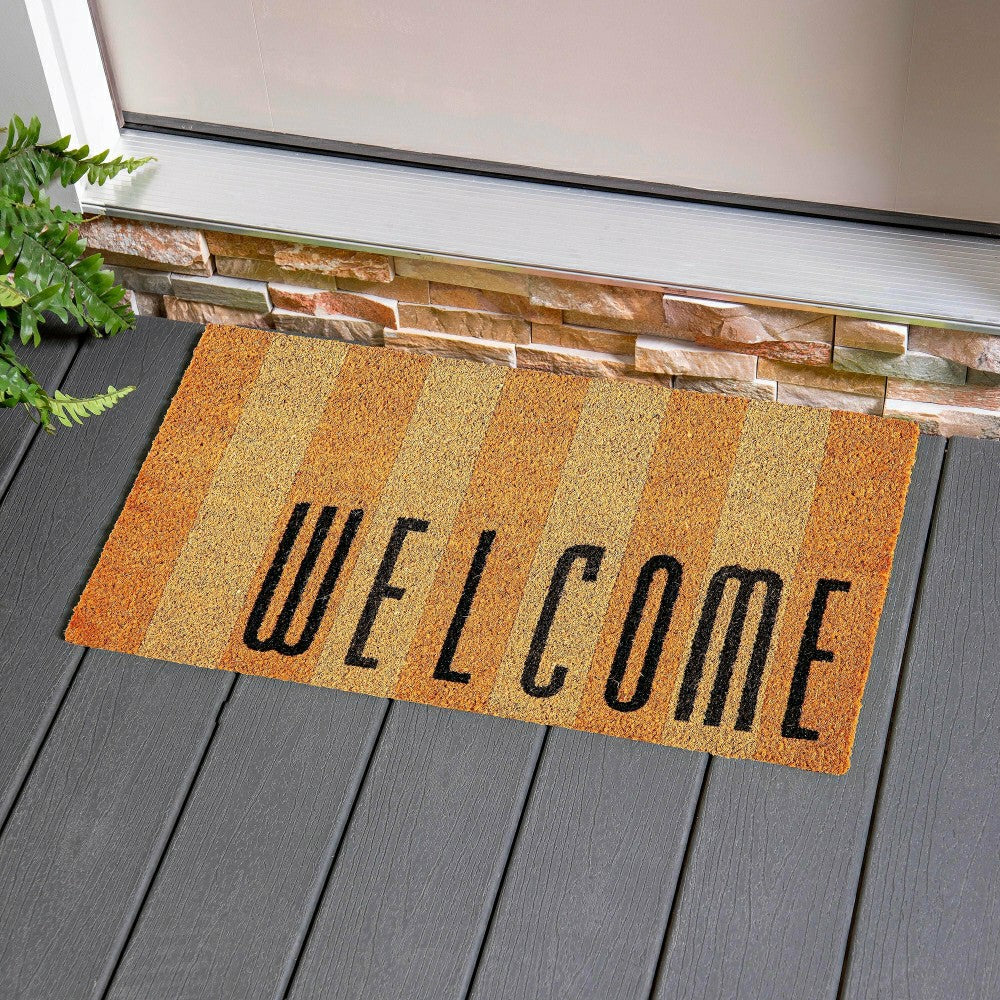 Plow & Hearth Welcome Striped Coir Mat