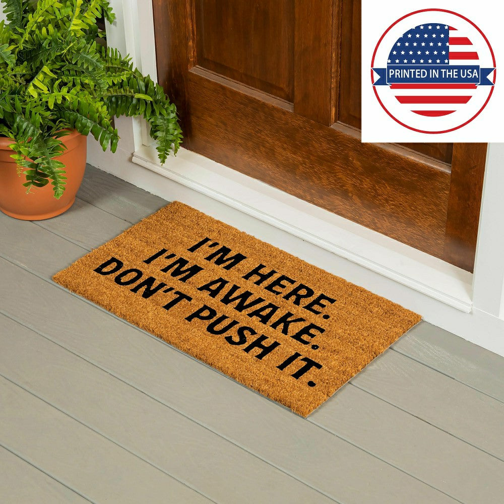 Plow & Hearth I'm Here. I'm Awake. Coir Mat