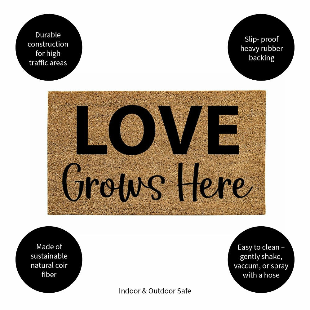 Plow & Hearth Love Grows Here Coir Mat