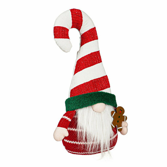 Plow & Hearth Baking Spirits Bright Table Decor Fabric Gnome with Striped Hat, 18.5"