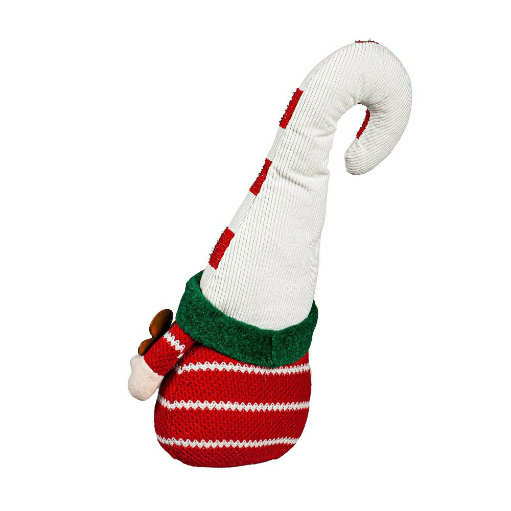 Plow & Hearth Baking Spirits Bright Table Decor Fabric Gnome with Striped Hat, 18.5"