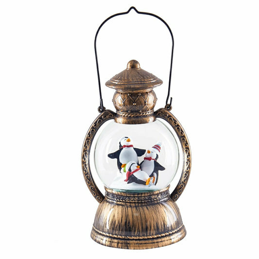 Plow & Hearth LED Musical Polyresin Water Globe Lantern with Holiday Scene Table Dec