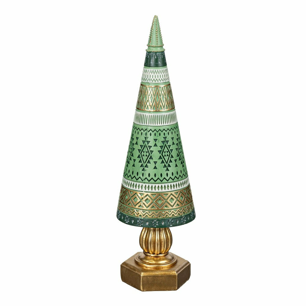 Plow & Hearth Shades of Emerald Table Décor Tree Decorative Resin Set