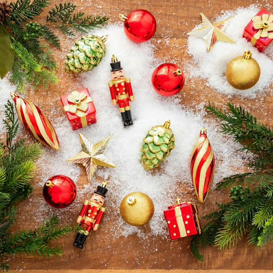 Plow & Hearth Red/Gold Shatterproof Christmas Tree Ornaments, 20 pc.