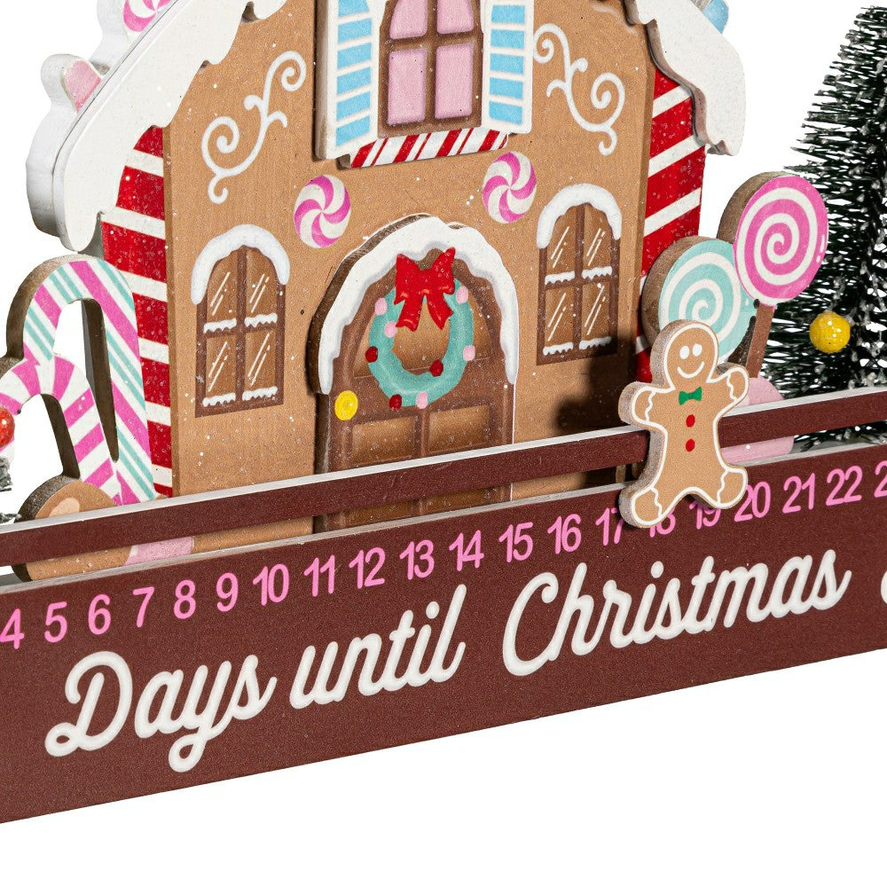 Plow & Hearth Sugar & Stripes Bright Table Décor Gingerbread House Christmas Countdo