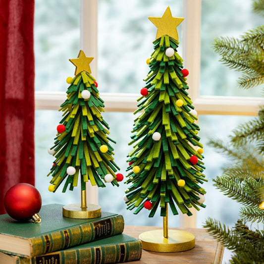 Plow & Hearth Heartfelt Cheer Table Décor Christmas Tree Fabric and Wood Set