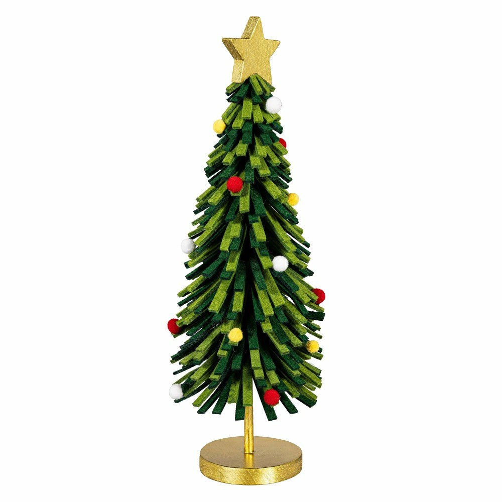 Plow & Hearth Heartfelt Cheer Table Décor Christmas Tree Fabric and Wood Set