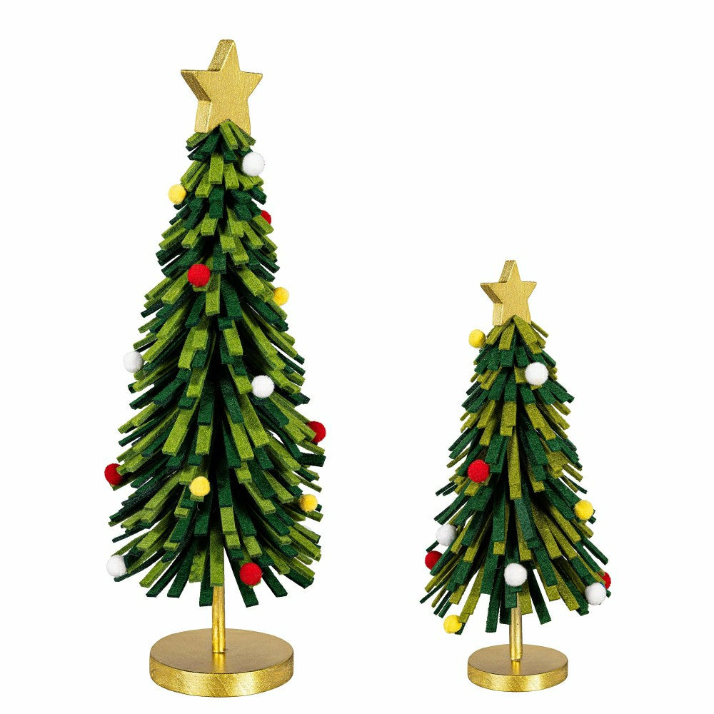 Plow & Hearth Heartfelt Cheer Table Décor Christmas Tree Fabric and Wood Set