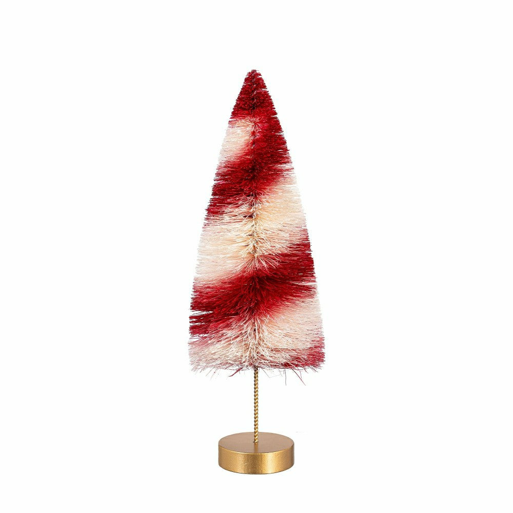 Plow & Hearth Sugar & Stripes Bright Table Décor Candy Striped Bottle Brush Tree Set
