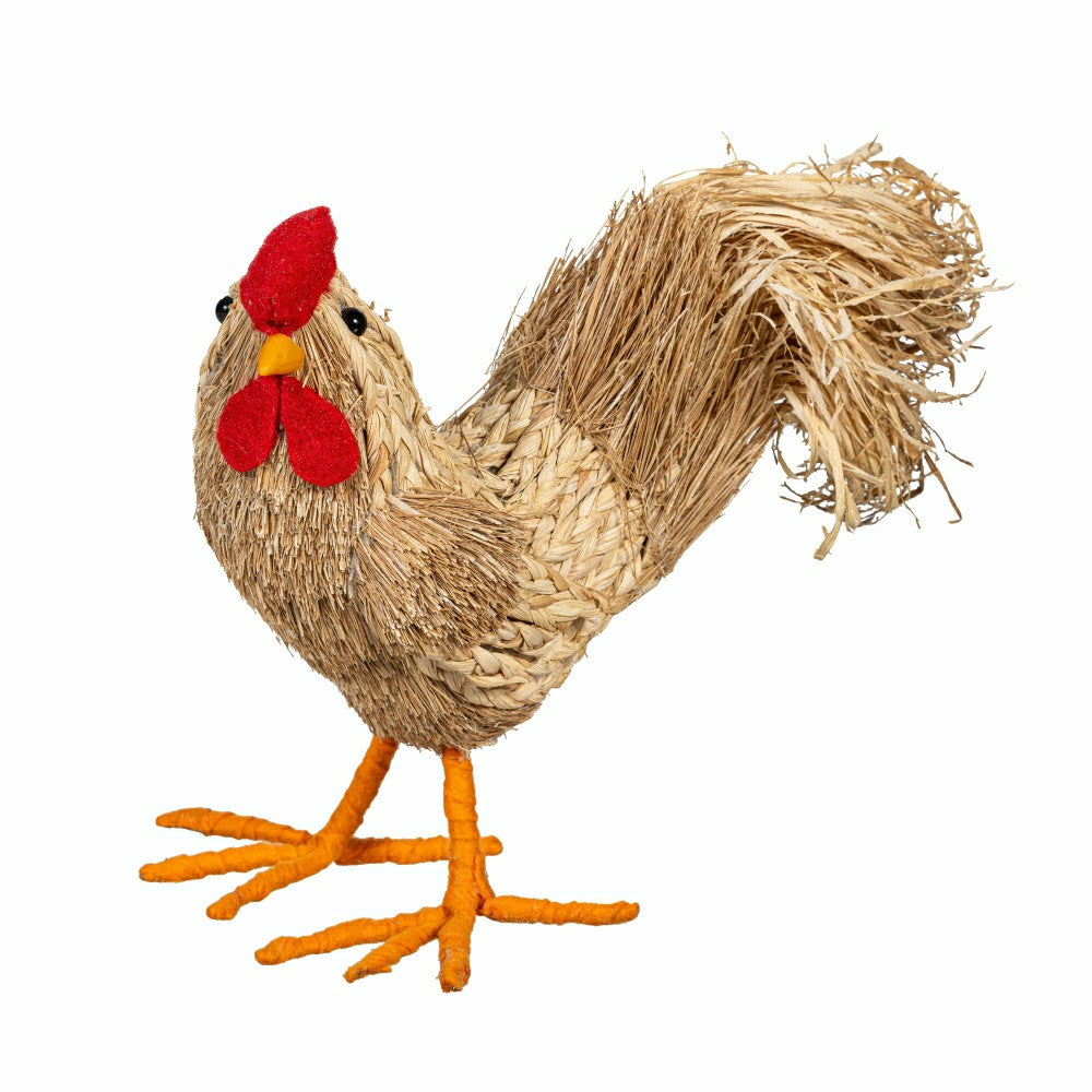 Plow & Hearth Petal & Plow Table Decor Natural Fiber Chicken, 10.5"L
