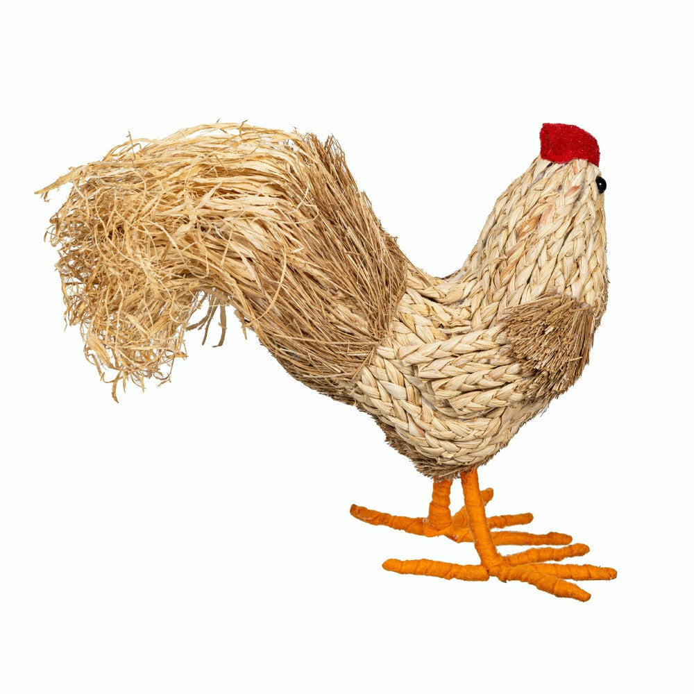 Plow & Hearth Petal & Plow Table Decor Natural Fiber Chicken, 10.5"L