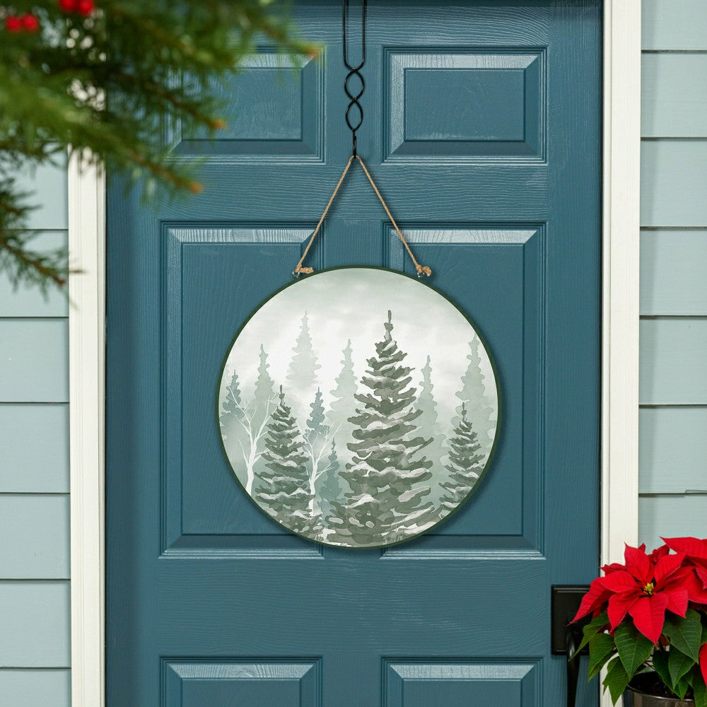 Plow & Hearth Winter Grove Forest Door Décor, MDF, 18"