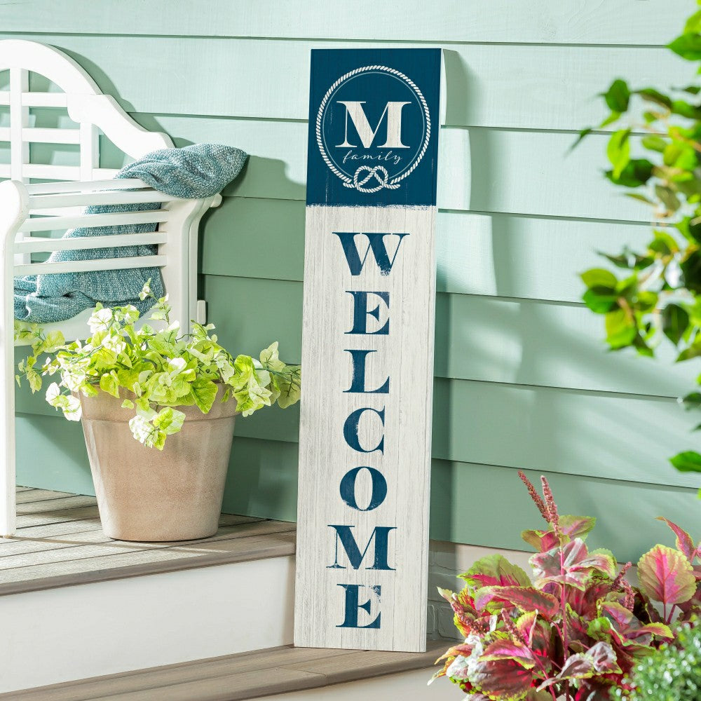 Plow & Hearth Coastal Porch Leaner Nautical Monogram 46" A