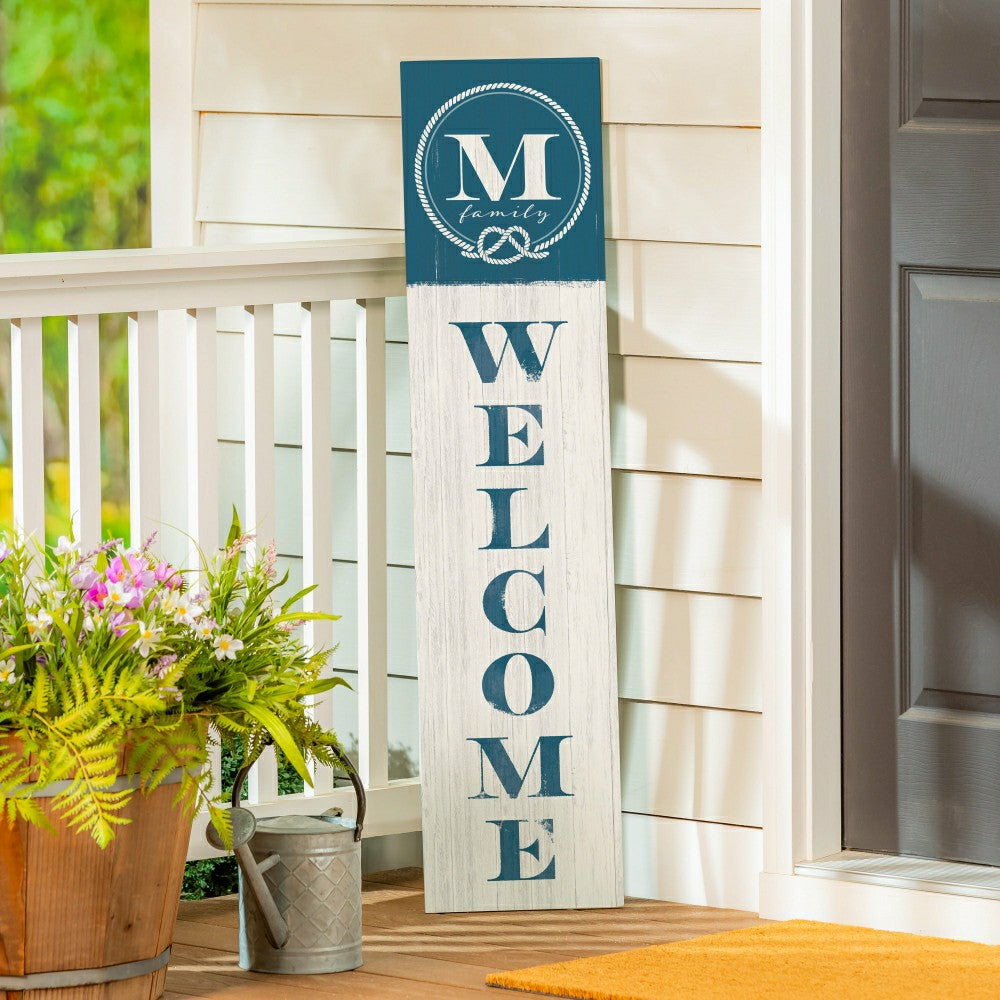 Plow & Hearth Coastal Porch Leaner Nautical Monogram 46" A