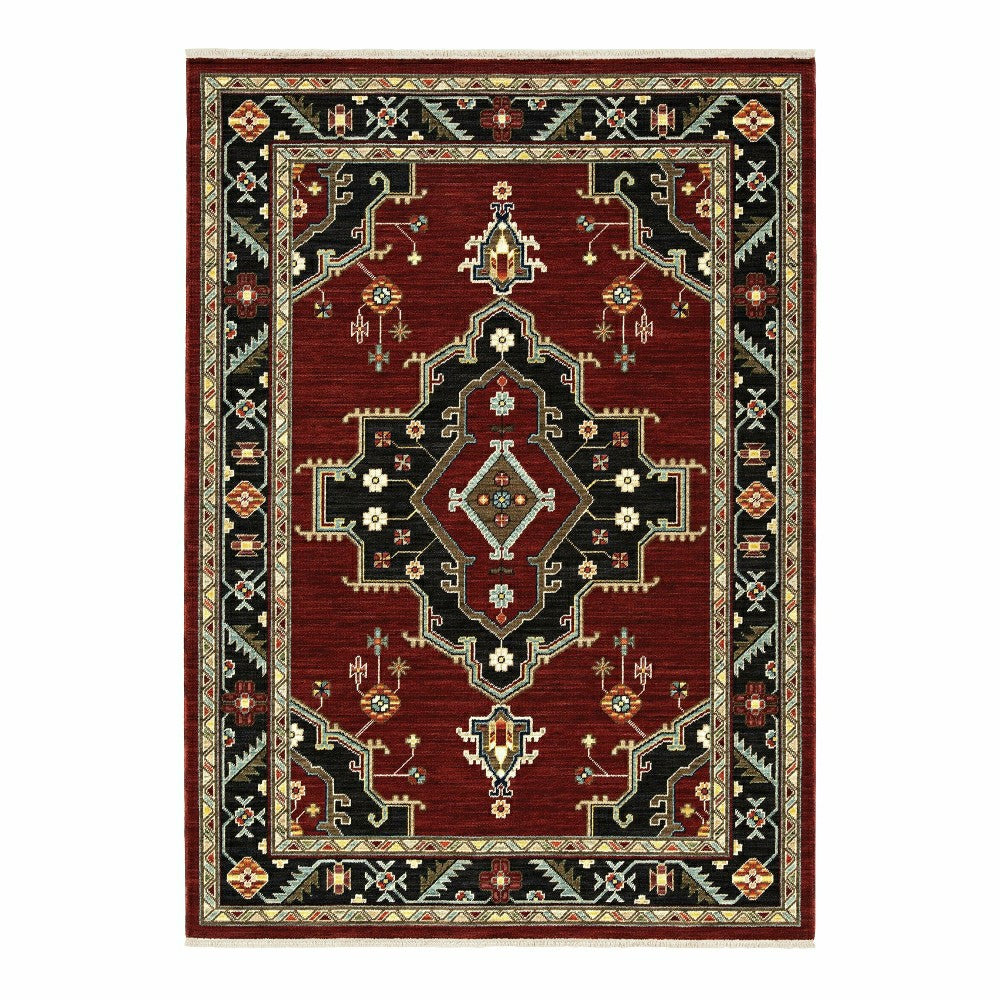 Plow & Hearth Laurenburg Border Wool Rug, 9'10" x 12'10"