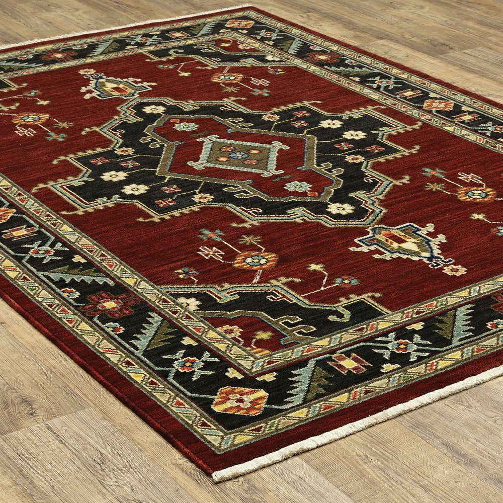 Plow & Hearth Laurenburg Border Wool Rug, 9'10" x 12'10"
