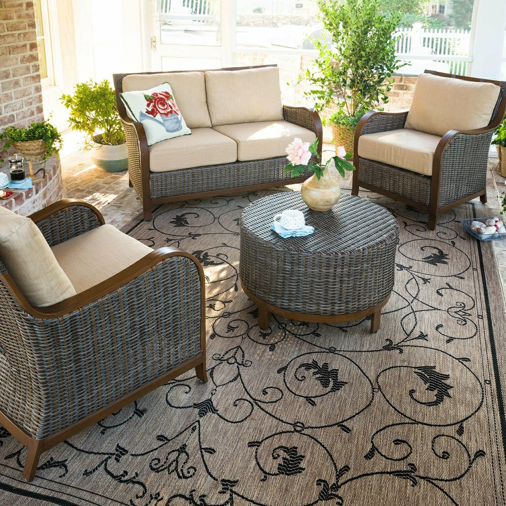 Plow & Hearth Veranda Scroll Indoor/Outdoor Rug, 5'3" x 7'6"