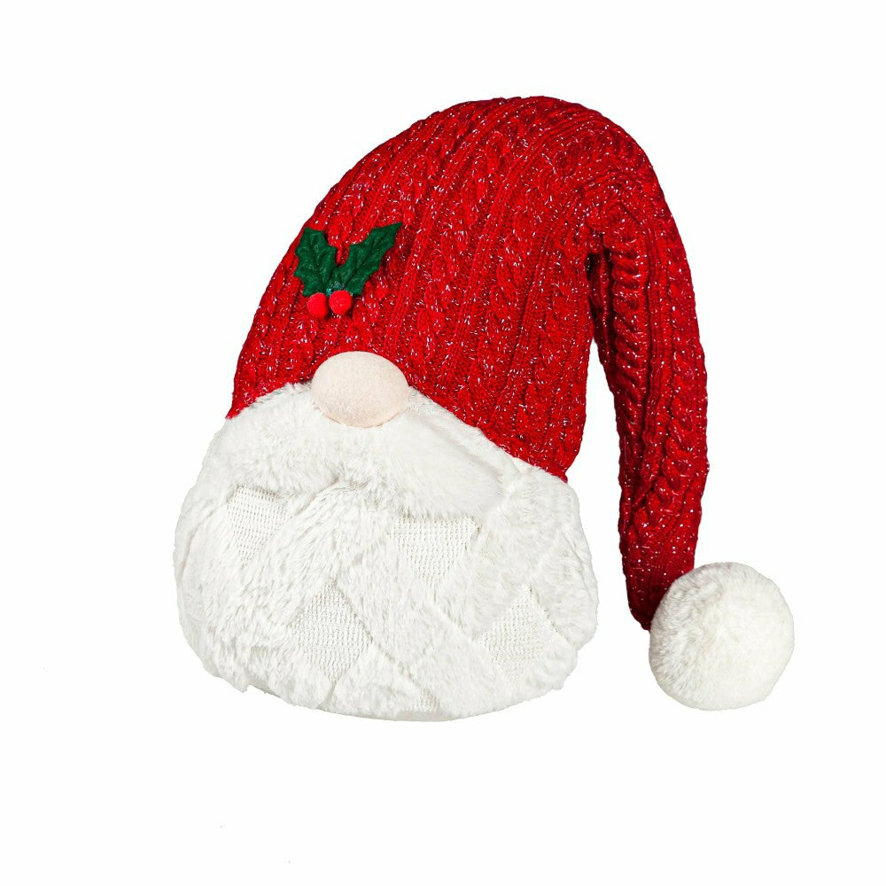 Plow & Hearth Traditional Santa Table Decor Fabric Gnome with Red Hat