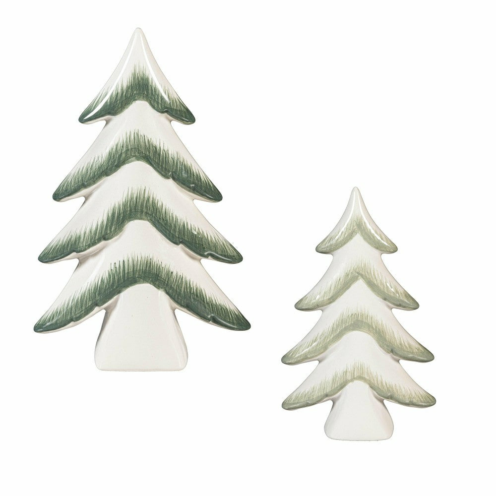 Plow & Hearth Shades of Emerald Table Décor Ceramic Tree, Set of 2