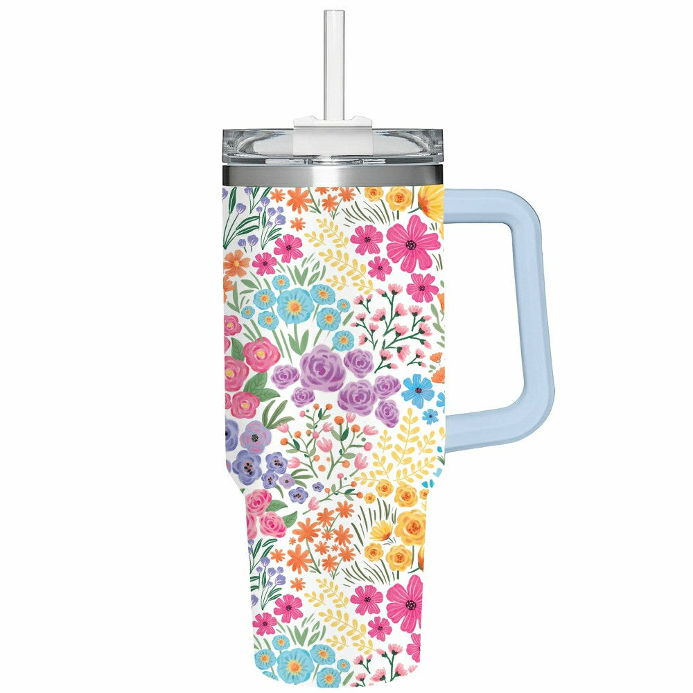 Plow & Hearth Hop Into Spring Tumbler Canyon Cup Double Wall Stainless Steel, Floral