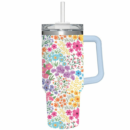 Plow & Hearth Hop Into Spring Tumbler Canyon Cup Double Wall Stainless Steel, Floral