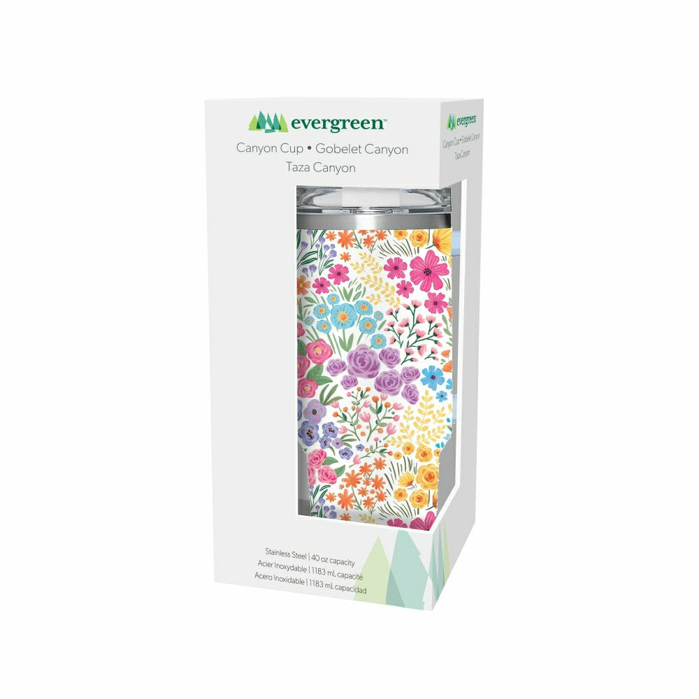 Plow & Hearth Hop Into Spring Tumbler Canyon Cup Double Wall Stainless Steel, Floral