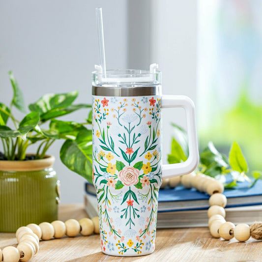 Plow & Hearth What She Shed Tumbler Trenta Cup Double Wall Stainless Steel, Mandala,