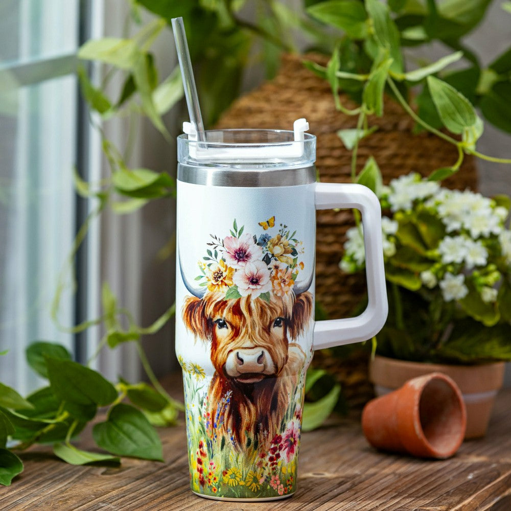 Plow & Hearth Hillside Pasture Tumbler Trenta Cup Double Wall Stainless Steel, Farm