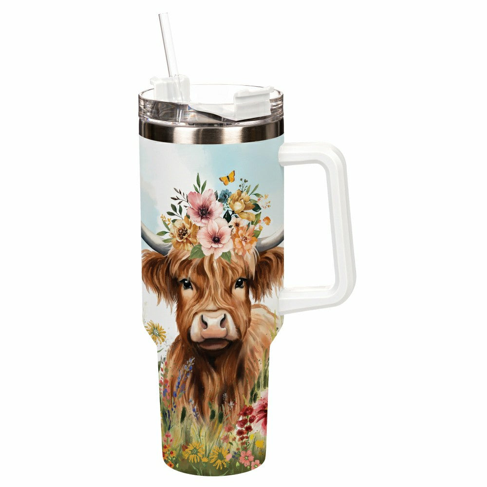 Plow & Hearth Hillside Pasture Tumbler Trenta Cup Double Wall Stainless Steel, Farm