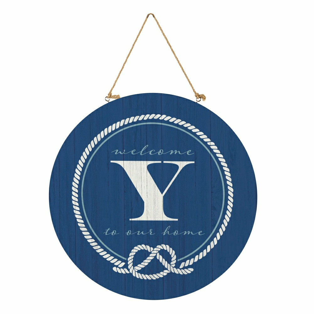 Plow & Hearth Coastal Door Décor Monogram Blue 18" Y