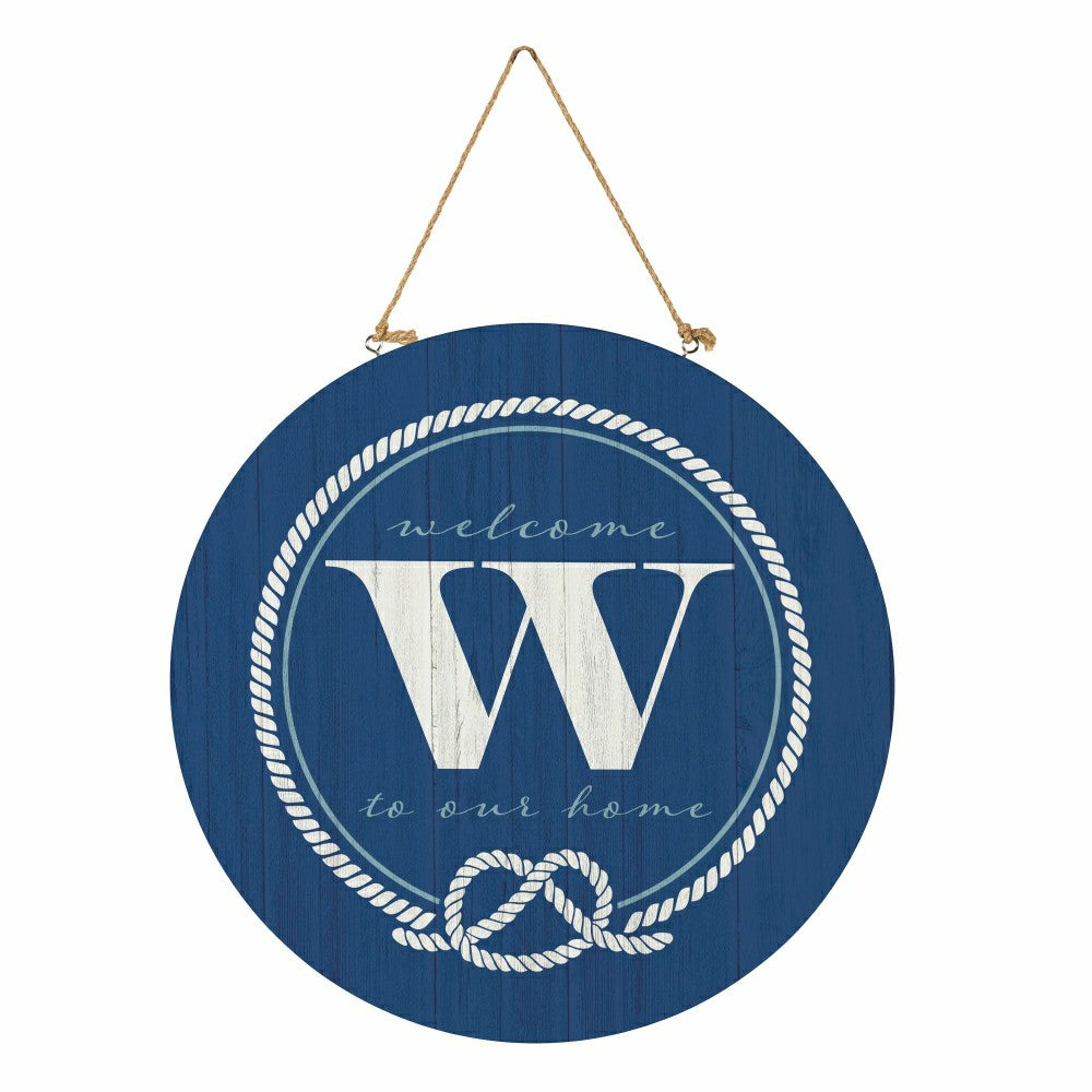 Plow & Hearth Coastal Door Décor Monogram Blue 18" W
