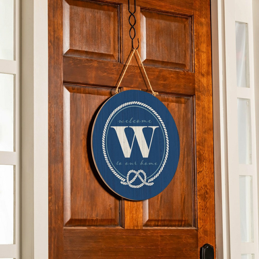 Plow & Hearth Coastal Door Décor Monogram Blue 18" W