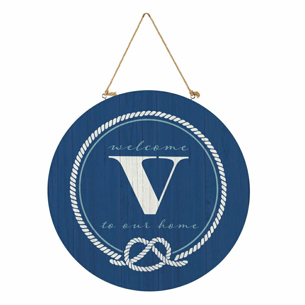 Plow & Hearth Coastal Door Décor Monogram Blue 18" V