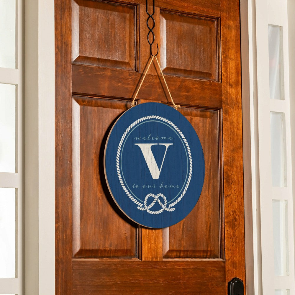 Plow & Hearth Coastal Door Décor Monogram Blue 18" V
