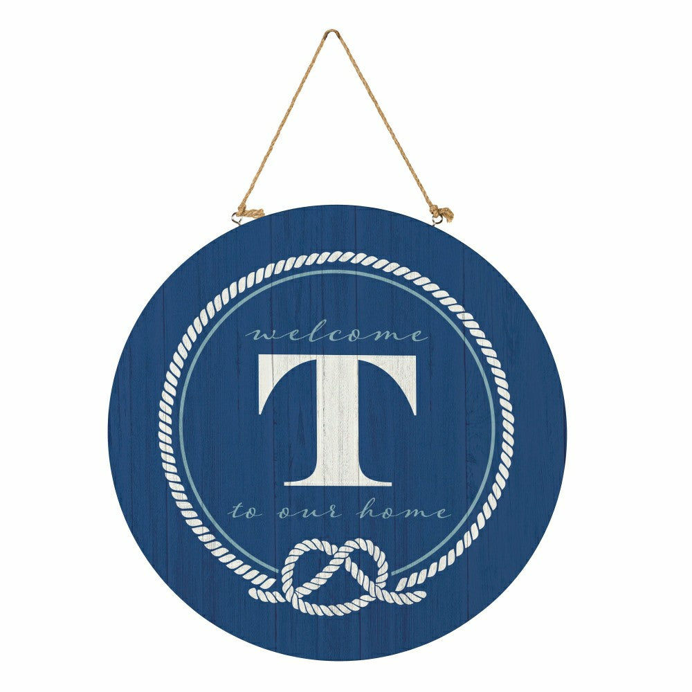 Plow & Hearth Coastal Door Décor Monogram Blue 18" T