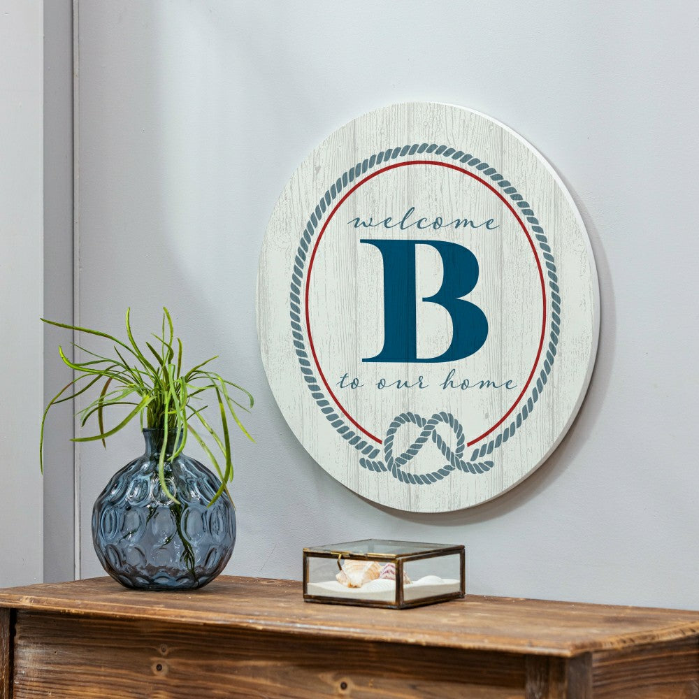 Plow & Hearth Coastal Door Décor Monogram White 18" B