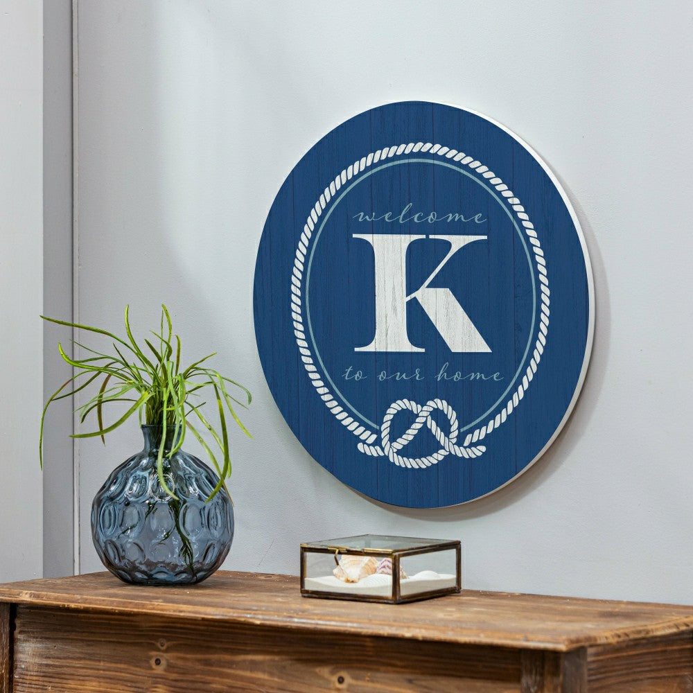 Plow & Hearth Coastal Door Décor Monogram Blue 18" K