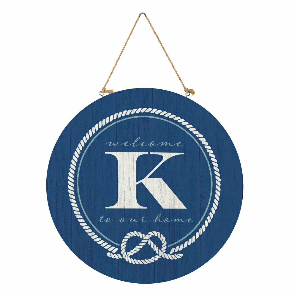 Plow & Hearth Coastal Door Décor Monogram Blue 18" K